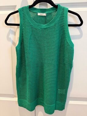 zeagoo Emerald Green Open-Knit Crewneck Tank